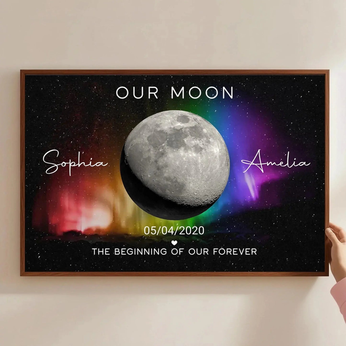 Our Moon – LGBTQ Couple Moon Phase Art Personalized Poster – Unique Pride Month or Anniversary Gift  Ezcustomize