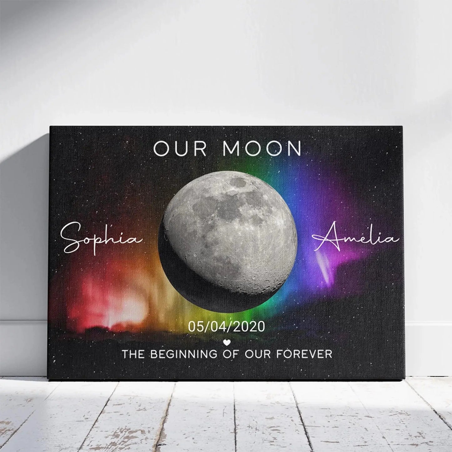 Our Moon – LGBTQ Couple Moon Phase Art Personalized Poster – Unique Pride Month or Anniversary Gift  Ezcustomize