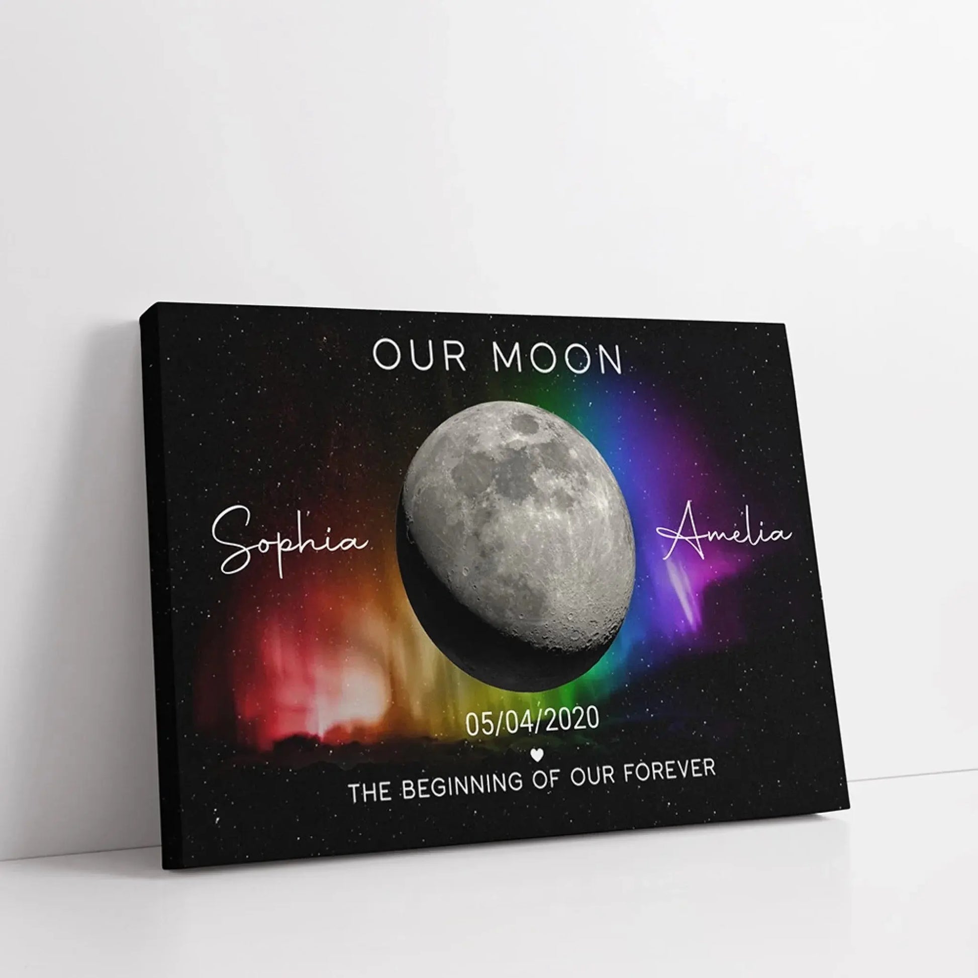 Our Moon – LGBTQ Couple Moon Phase Art Personalized Poster – Unique Pride Month or Anniversary Gift  Ezcustomize