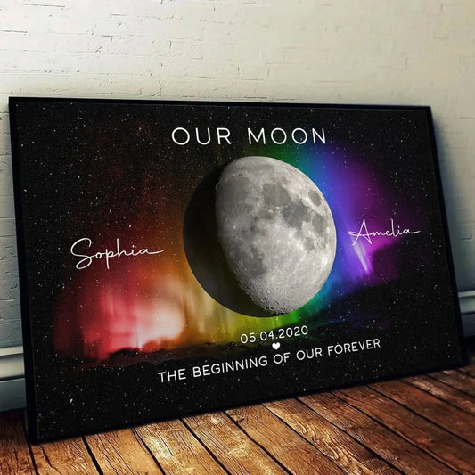 Our Moon – LGBTQ Couple Moon Phase Art Personalized Poster – Unique Pride Month or Anniversary Gift  Ezcustomize
