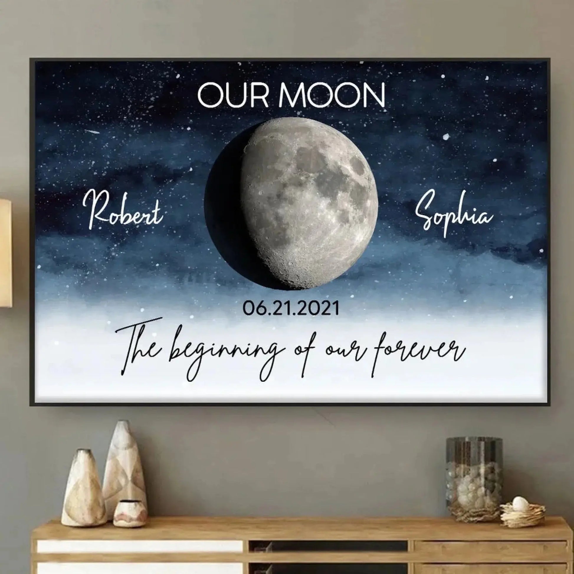 Our Moon – Personalized Couple Poster with Moon Phase, Romantic Custom Wall Art for Boyfriend, Girlfriend, or Anniversary Gift  Ezcustomize