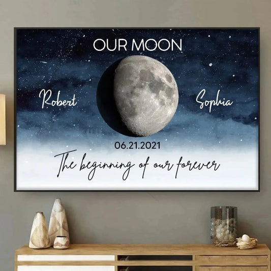 Our Moon – Personalized Couple Poster with Moon Phase, Romantic Custom Wall Art for Boyfriend, Girlfriend, or Anniversary Gift  Ezcustomize