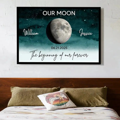 Our Moon – Personalized Couple Poster with Moon Phase, Romantic Custom Wall Art for Boyfriend, Girlfriend, or Anniversary Gift  Ezcustomize