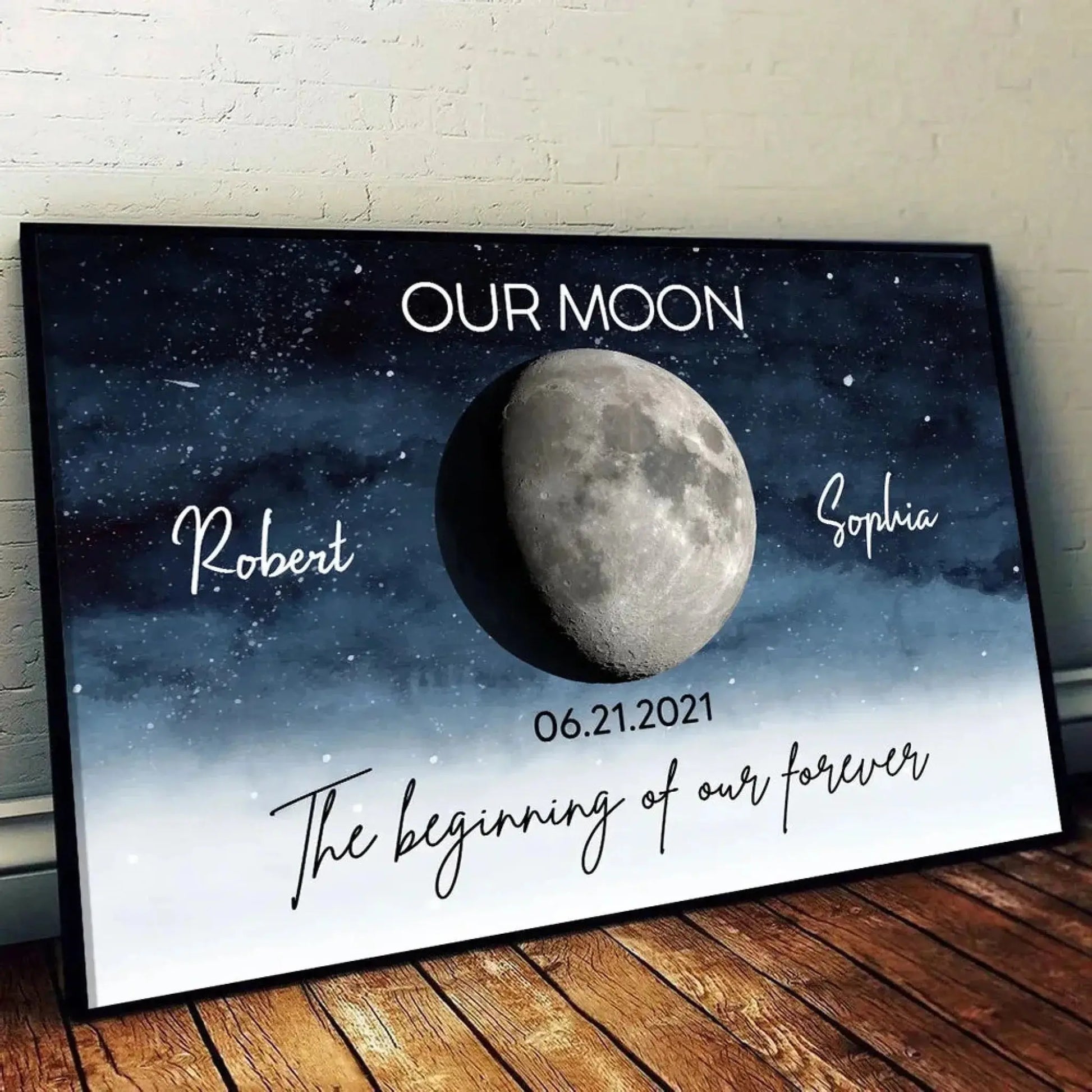 Our Moon – Personalized Couple Poster with Moon Phase, Romantic Custom Wall Art for Boyfriend, Girlfriend, or Anniversary Gift  Ezcustomize