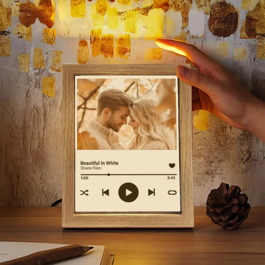 Our Song Mirror Lamp – Personalized Photo & Music Plaque Light – Romantic Gift for Couples on Anniversary or Valentine’s Day  Ezcustomize