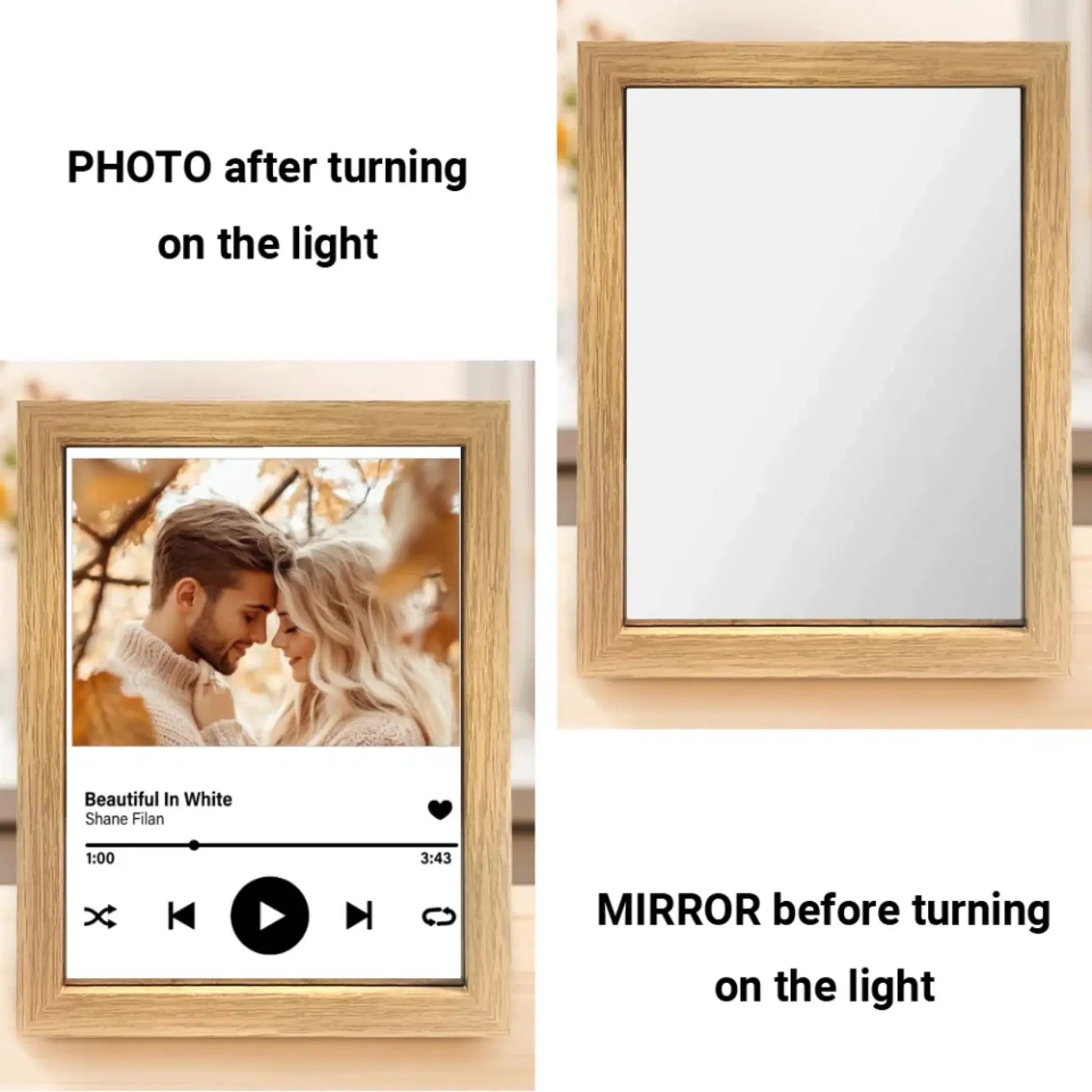 Our Song Mirror Lamp – Personalized Photo & Music Plaque Light – Romantic Gift for Couples on Anniversary or Valentine’s Day  Ezcustomize