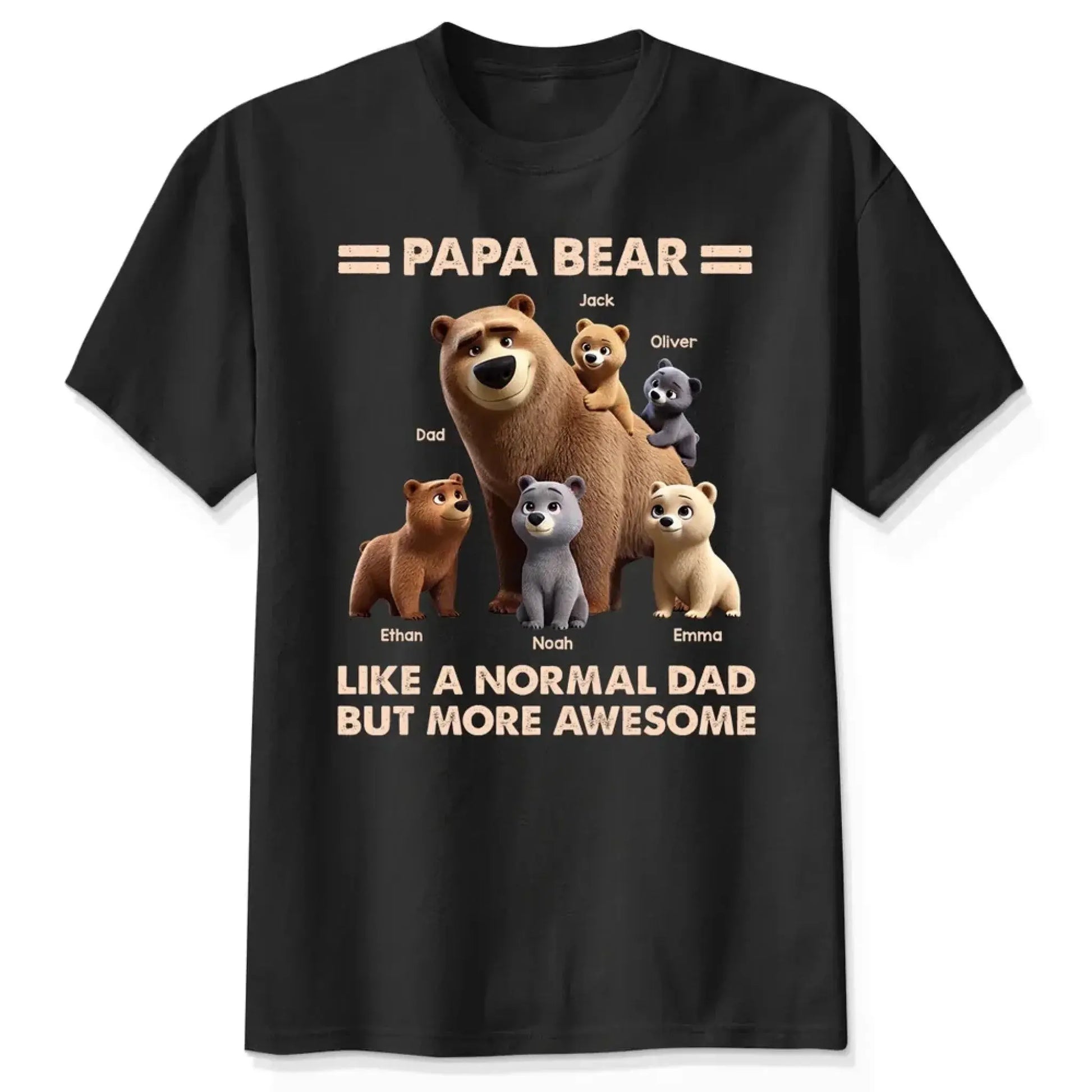 Papa Bear & Kids Shirt – Personalized 3D Cute T-Shirt – Father’s Day Gift for Dads and Grandpas  Ezcustomize