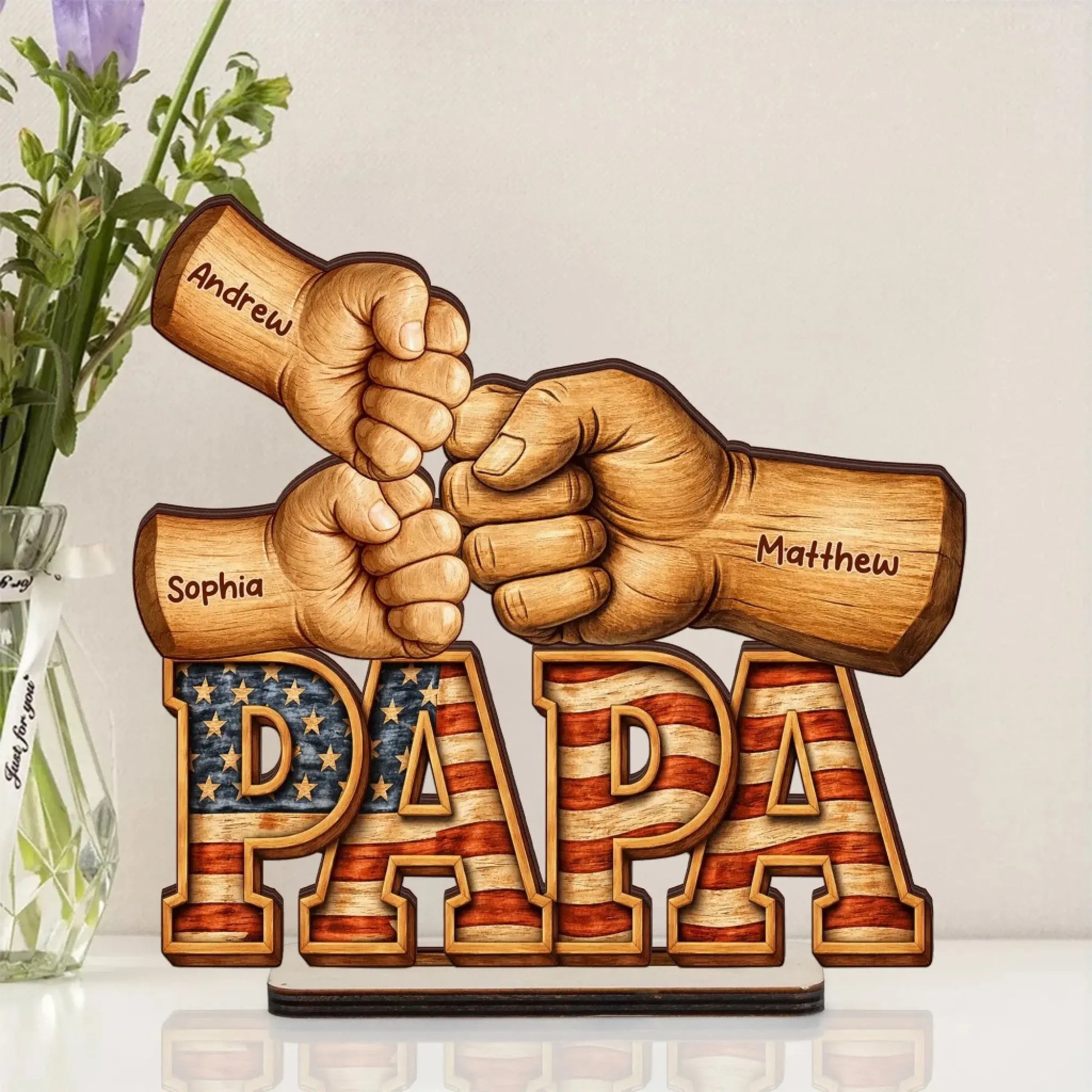 Dad_Papa_Pop_Fist_Bumps_With_Kids_Names_Personalized_Wooden_Plaque_4