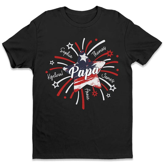 Papa & Kids Firework Star Shirt – Personalized T-Shirt/Hoodie/Sweatshirt – 4th of July or Birthday Gift for Dad or Grandpa  Ezcustomize