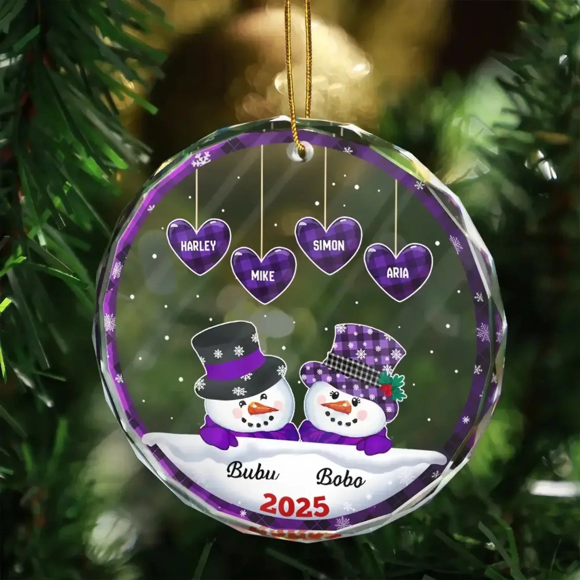 Papa & Nana Snowman Christmas – Personalized Circle Glass Ornament – Heartwarming Holiday Keepsake & Gift for Grandparents  Ezcustomize