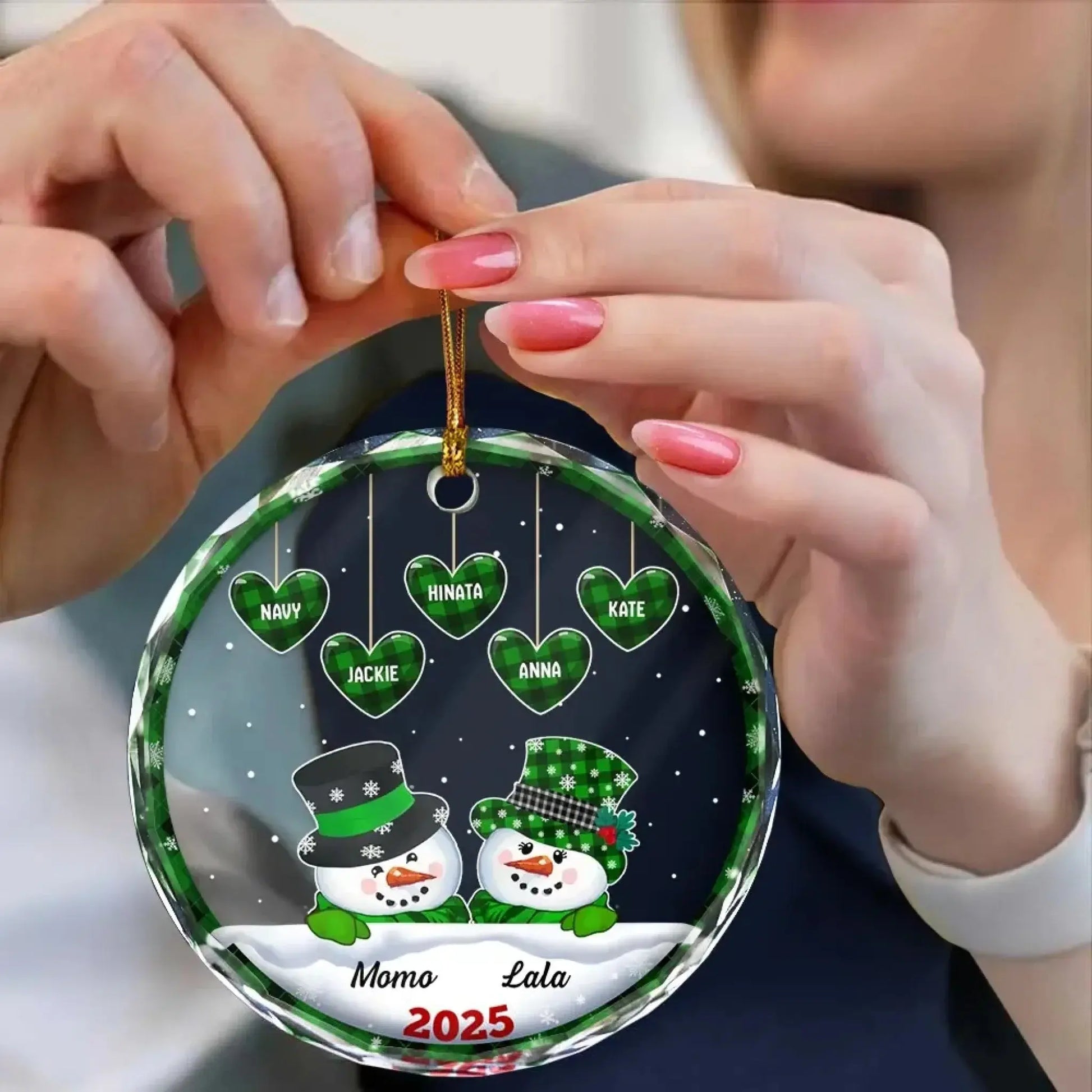 Papa & Nana Snowman Christmas – Personalized Circle Glass Ornament – Heartwarming Holiday Keepsake & Gift for Grandparents  Ezcustomize