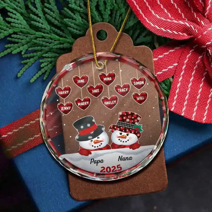 Papa & Nana Snowman Christmas – Personalized Circle Glass Ornament – Heartwarming Holiday Keepsake & Gift for Grandparents  Ezcustomize