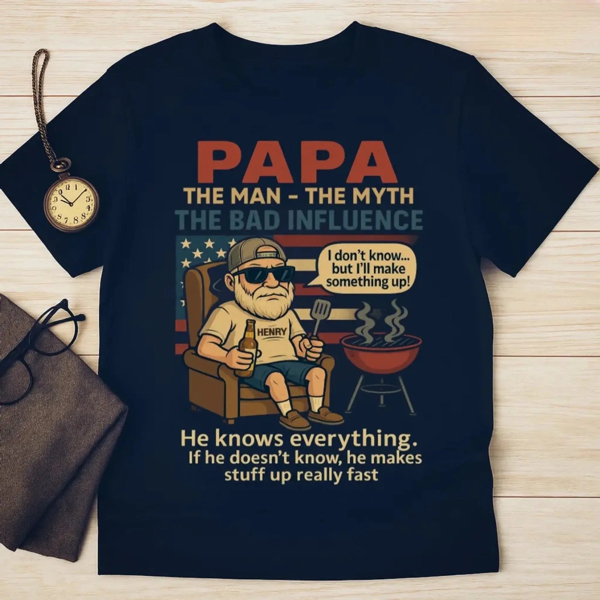 Papa the Legend Shirt – Funny Personalized T-Shirt for Old Man – Custom Father’s Day Gift for Grandpa or Papa  Ezcustomize