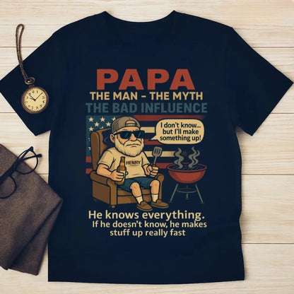 Papa the Legend Shirt – Funny Personalized T-Shirt for Old Man – Custom Father’s Day Gift for Grandpa or Papa  Ezcustomize