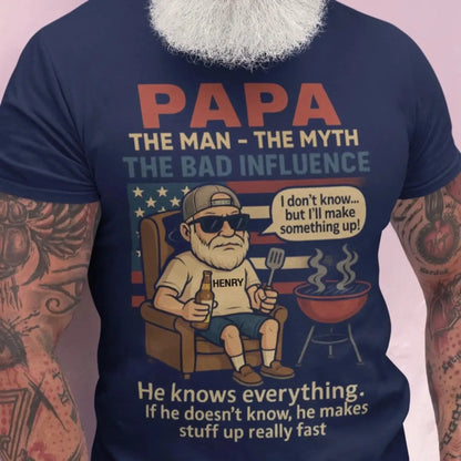 Papa the Legend Shirt – Funny Personalized T-Shirt for Old Man – Custom Father’s Day Gift for Grandpa or Papa  Ezcustomize