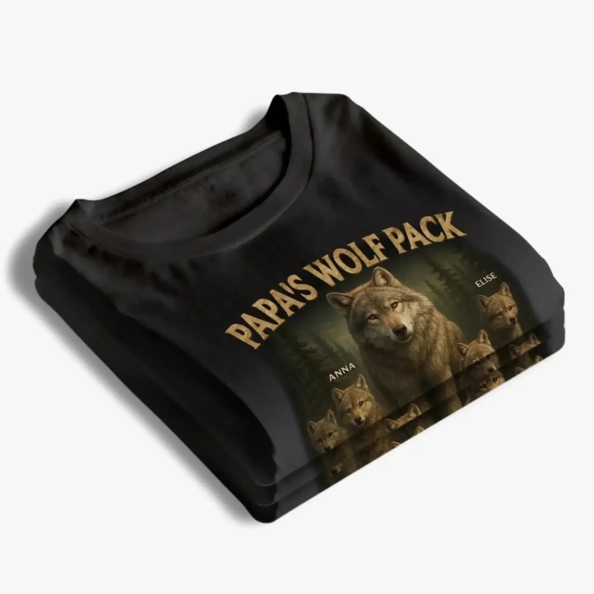 Papa’s Wolf Pack Shirt – Personalized Family Wolf T-Shirt or Hoodie with Kids' Names, Father’s Day Gift for Dad or Grandpa  Ezcustomize