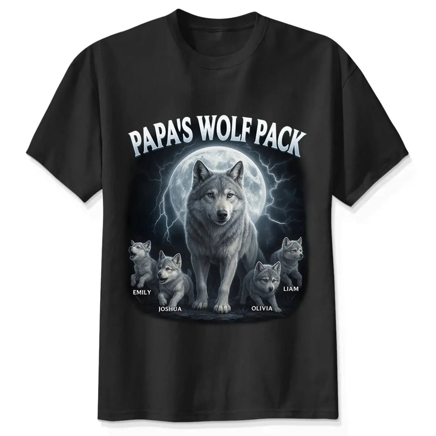 Papa's Wolf Pack Shirt – Personalized Family Wolf T-shirt, Hoodie, Sweatshirt Gift for Dad, Grandpa, Father's Day  Ezcustomize