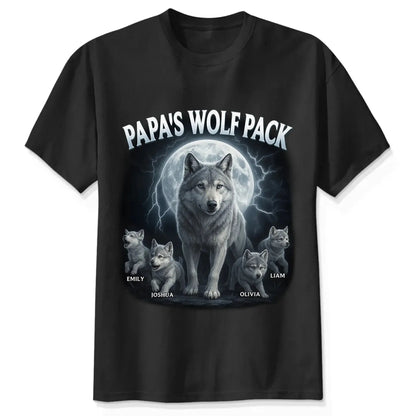 Papa's Wolf Pack Shirt – Personalized Family Wolf T-shirt, Hoodie, Sweatshirt Gift for Dad, Grandpa, Father's Day  Ezcustomize
