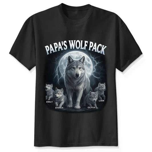 Papa's Wolf Pack Shirt – Personalized Family Wolf T-shirt, Hoodie, Sweatshirt Gift for Dad, Grandpa, Father's Day  Ezcustomize