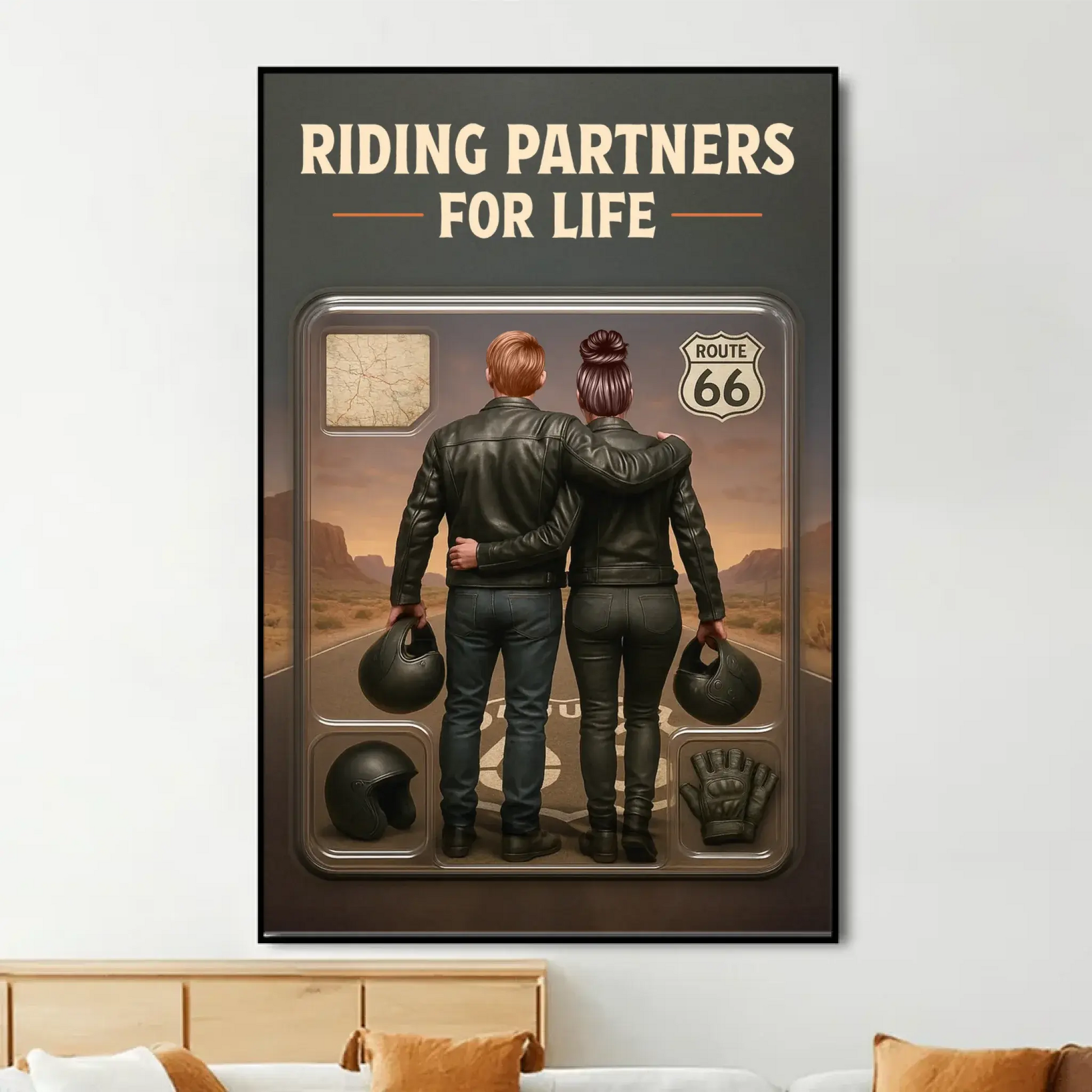 Partners for Life Biker Couple – 3D Effect Custom Figure Poster – Personalized Heartfelt Gift for Motorcycle Riders & Couples  Ezcustomize