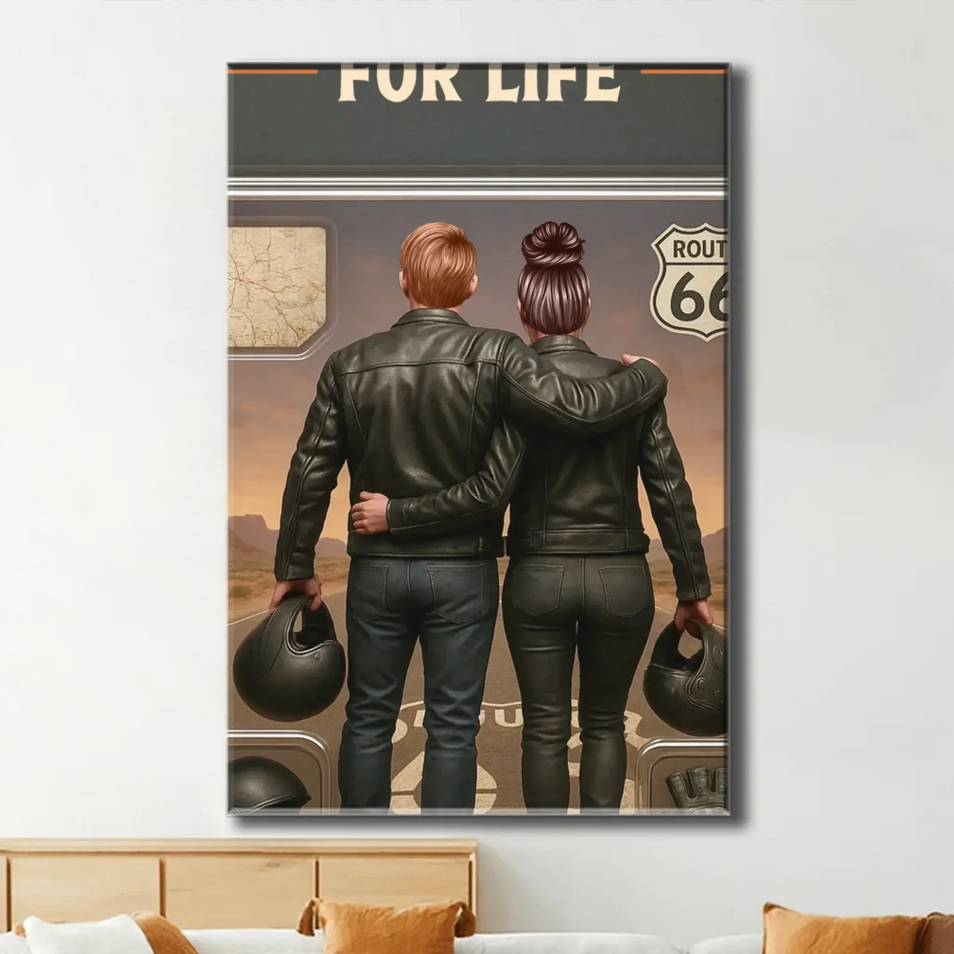 Partners for Life Biker Couple – 3D Effect Custom Figure Poster – Personalized Heartfelt Gift for Motorcycle Riders & Couples  Ezcustomize