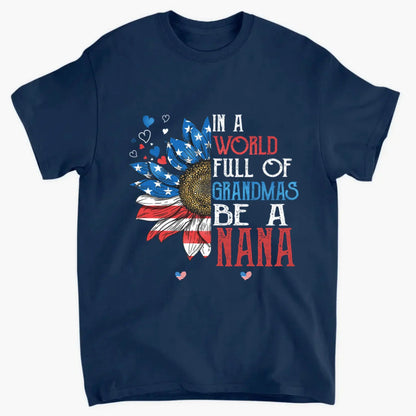 Patriotic Daisy Grandma Shirt – Custom 4th of July T-Shirt with Grandkids’ Names, Gift for Mom, Wife or Nana copy  Ezcustomize