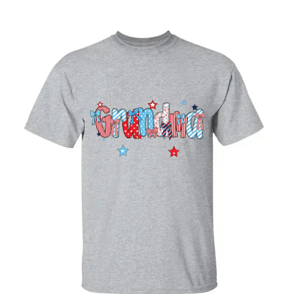 Patriotic Grandma Shirt – Personalized 4th of July T-Shirt with Custom Grandkids’ Names, American Flag Style Gift for Gigi, Nana  Ezcustomize