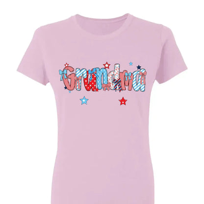 Patriotic Grandma Shirt – Personalized 4th of July T-Shirt with Custom Grandkids’ Names, American Flag Style Gift for Gigi, Nana  Ezcustomize
