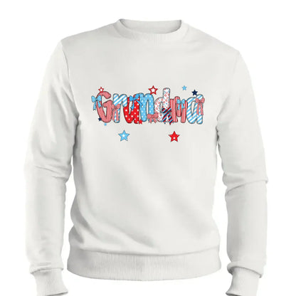 Patriotic Grandma Shirt – Personalized 4th of July T-Shirt with Custom Grandkids’ Names, American Flag Style Gift for Gigi, Nana  Ezcustomize