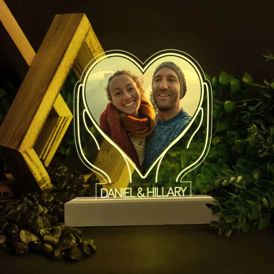 Personalised Two Hands - 3D LED Light Wooden Base | Gift for Couples, Wedding, Anniversary, Marriage, Valentine's Day, Wife, Husband  Ezcustomize