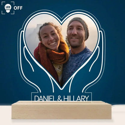 Personalised Two Hands - 3D LED Light Wooden Base | Gift for Couples, Wedding, Anniversary, Marriage, Valentine's Day, Wife, Husband  Ezcustomize