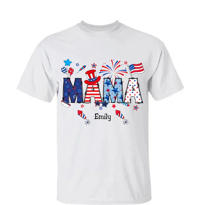 Personalized 4th of July Fireworks Shirt – Custom Independence Day Gift for Mama, Grandma, Gigi, Nana, Mimi with Kids' Names  Ezcustomize