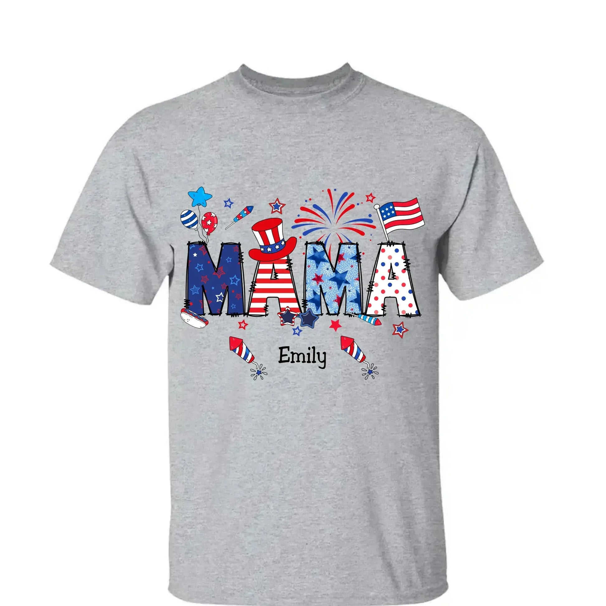 Personalized 4th of July Fireworks Shirt – Custom Independence Day Gift for Mama, Grandma, Gigi, Nana, Mimi with Kids' Names  Ezcustomize