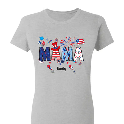 Personalized 4th of July Fireworks Shirt – Custom Independence Day Gift for Mama, Grandma, Gigi, Nana, Mimi with Kids' Names  Ezcustomize