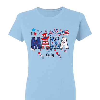 Personalized 4th of July Fireworks Shirt – Custom Independence Day Gift for Mama, Grandma, Gigi, Nana, Mimi with Kids' Names  Ezcustomize