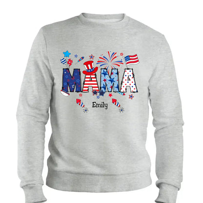 Personalized 4th of July Fireworks Shirt – Custom Independence Day Gift for Mama, Grandma, Gigi, Nana, Mimi with Kids' Names  Ezcustomize