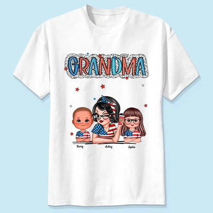 Personalized 4th of July Grandma Shirt with Grandkids – Patriotic Independence Day Gift for Nana, Mimi, Gigi  Ezcustomize