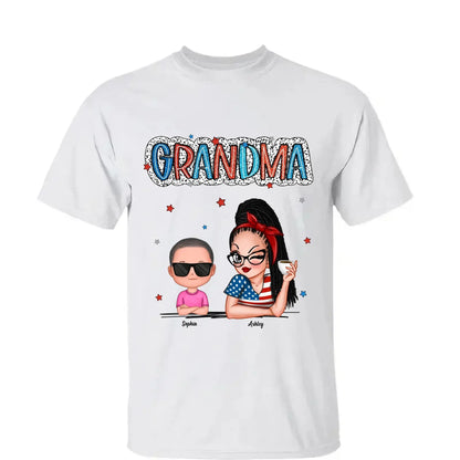 Personalized 4th of July Grandma Shirt with Grandkids – Patriotic Independence Day Gift for Nana, Mimi, Gigi  Ezcustomize