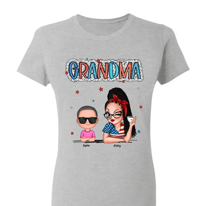 Personalized 4th of July Grandma Shirt with Grandkids – Patriotic Independence Day Gift for Nana, Mimi, Gigi  Ezcustomize