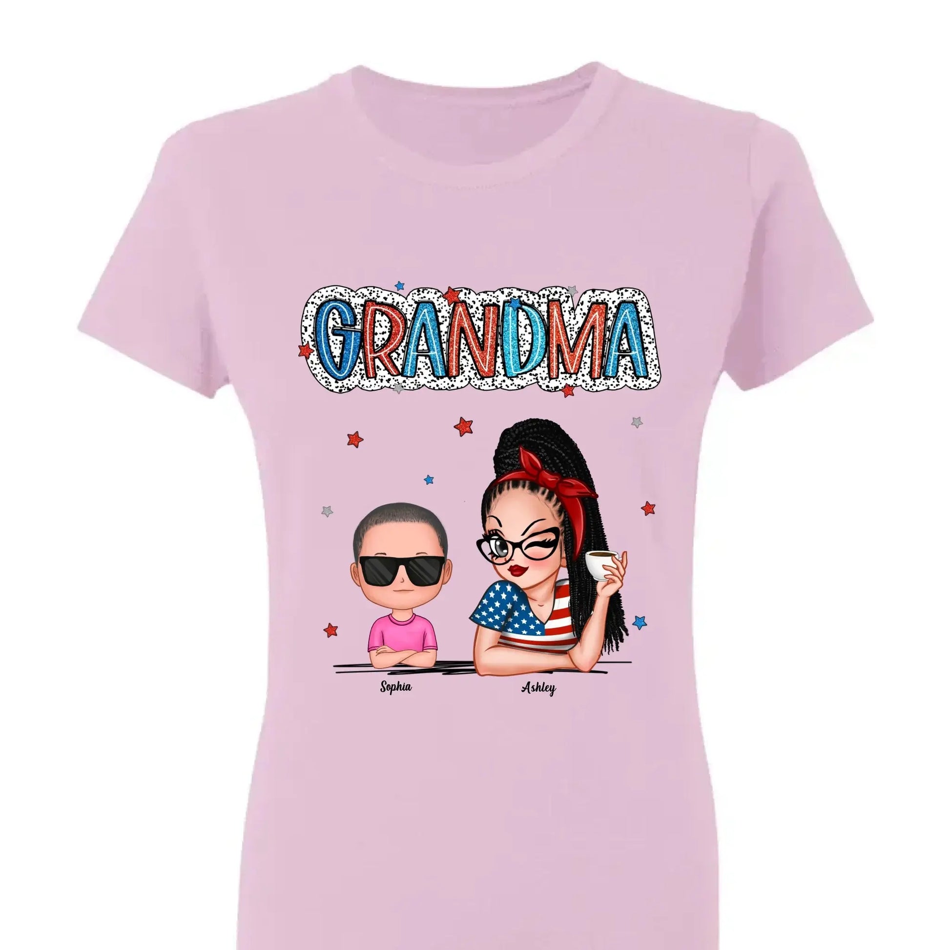 Personalized 4th of July Grandma Shirt with Grandkids – Patriotic Independence Day Gift for Nana, Mimi, Gigi  Ezcustomize