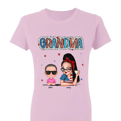 Personalized 4th of July Grandma Shirt with Grandkids – Patriotic Independence Day Gift for Nana, Mimi, Gigi  Ezcustomize