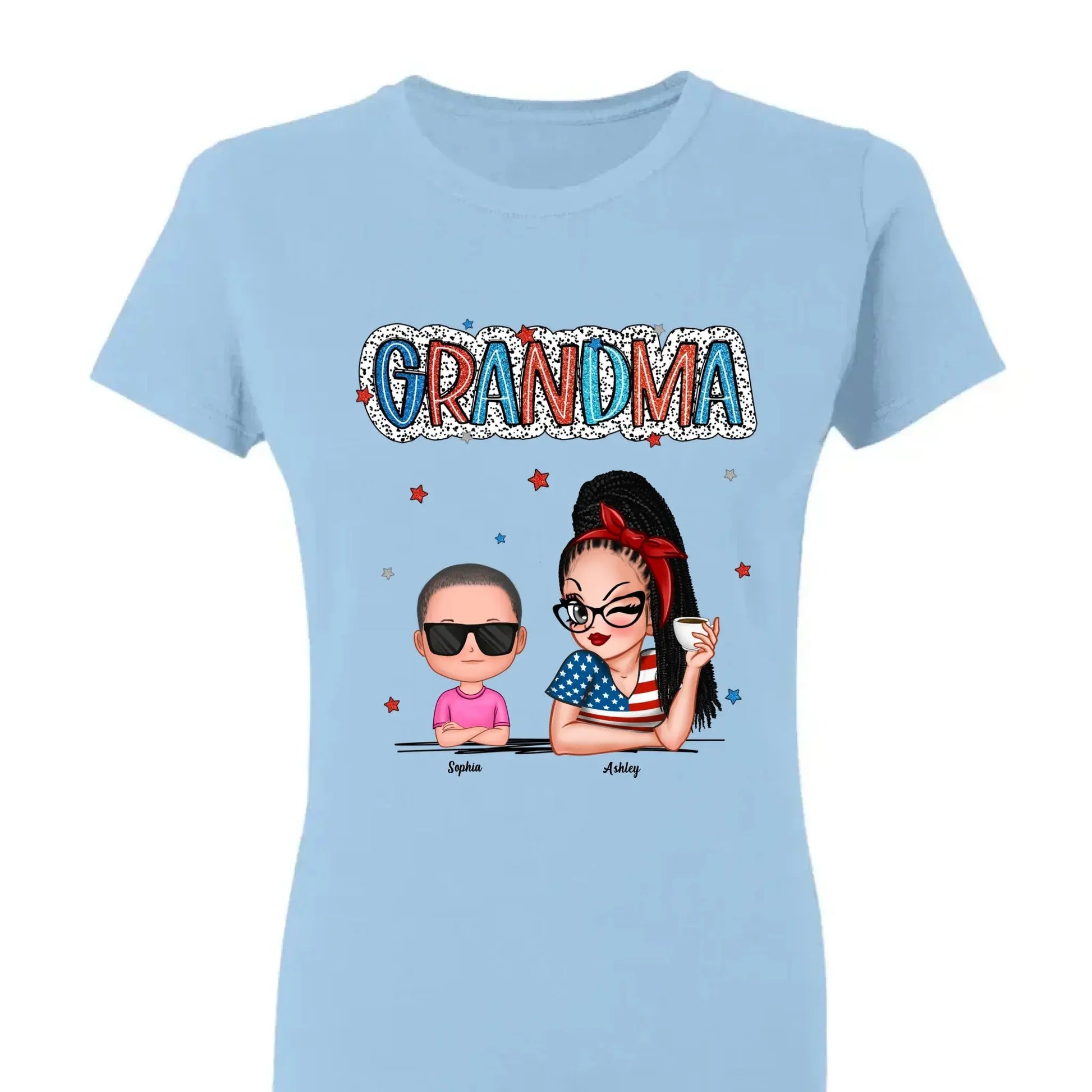 Personalized 4th of July Grandma Shirt with Grandkids – Patriotic Independence Day Gift for Nana, Mimi, Gigi  Ezcustomize