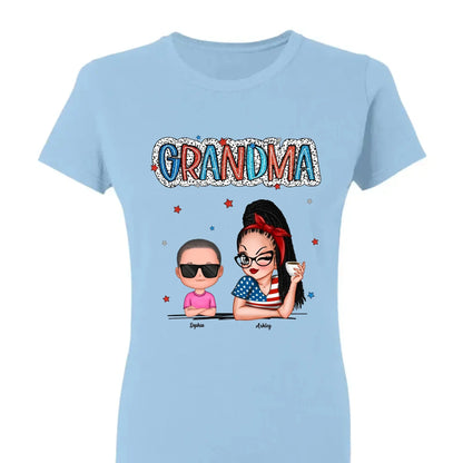 Personalized 4th of July Grandma Shirt with Grandkids – Patriotic Independence Day Gift for Nana, Mimi, Gigi  Ezcustomize