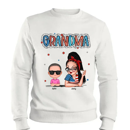 Personalized 4th of July Grandma Shirt with Grandkids – Patriotic Independence Day Gift for Nana, Mimi, Gigi  Ezcustomize