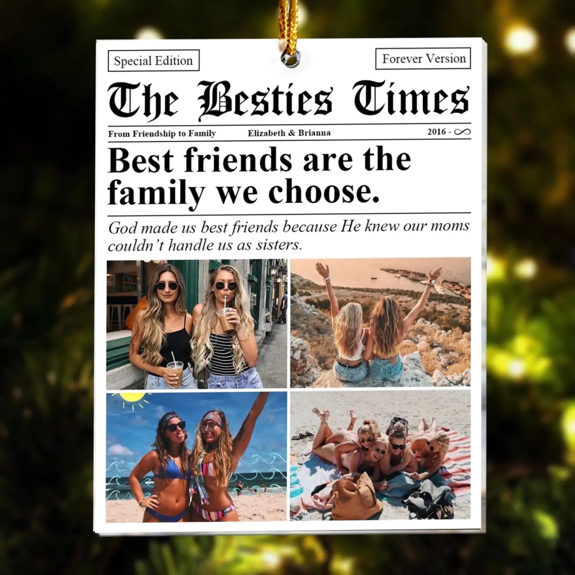 Personalized BFF Newspaper Acrylic Photo Ornament – Best Friends Gift for Birthday, Christmas & Special Occasions  Ezcustomize