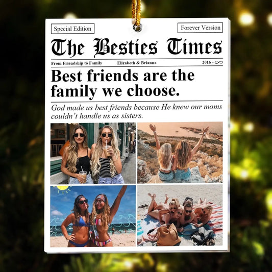 Personalized BFF Newspaper Acrylic Photo Ornament – Best Friends Gift for Birthday, Christmas & Special Occasions  Ezcustomize