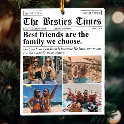 Personalized BFF Newspaper Acrylic Photo Ornament – Best Friends Gift for Birthday, Christmas & Special Occasions  Ezcustomize