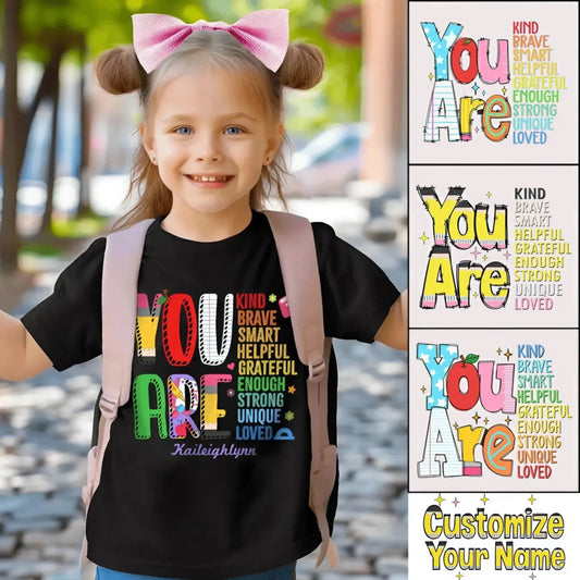 Personalized Back to School Kids Shirt – You Are Loved Youth T-Shirt with Name – First Day of School Gift for Students, Son, Daughter  Ezcustomize