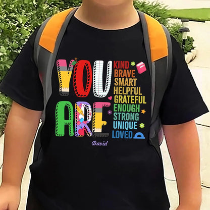Personalized Back to School Kids Shirt – You Are Loved Youth T-Shirt with Name – First Day of School Gift for Students, Son, Daughter  Ezcustomize