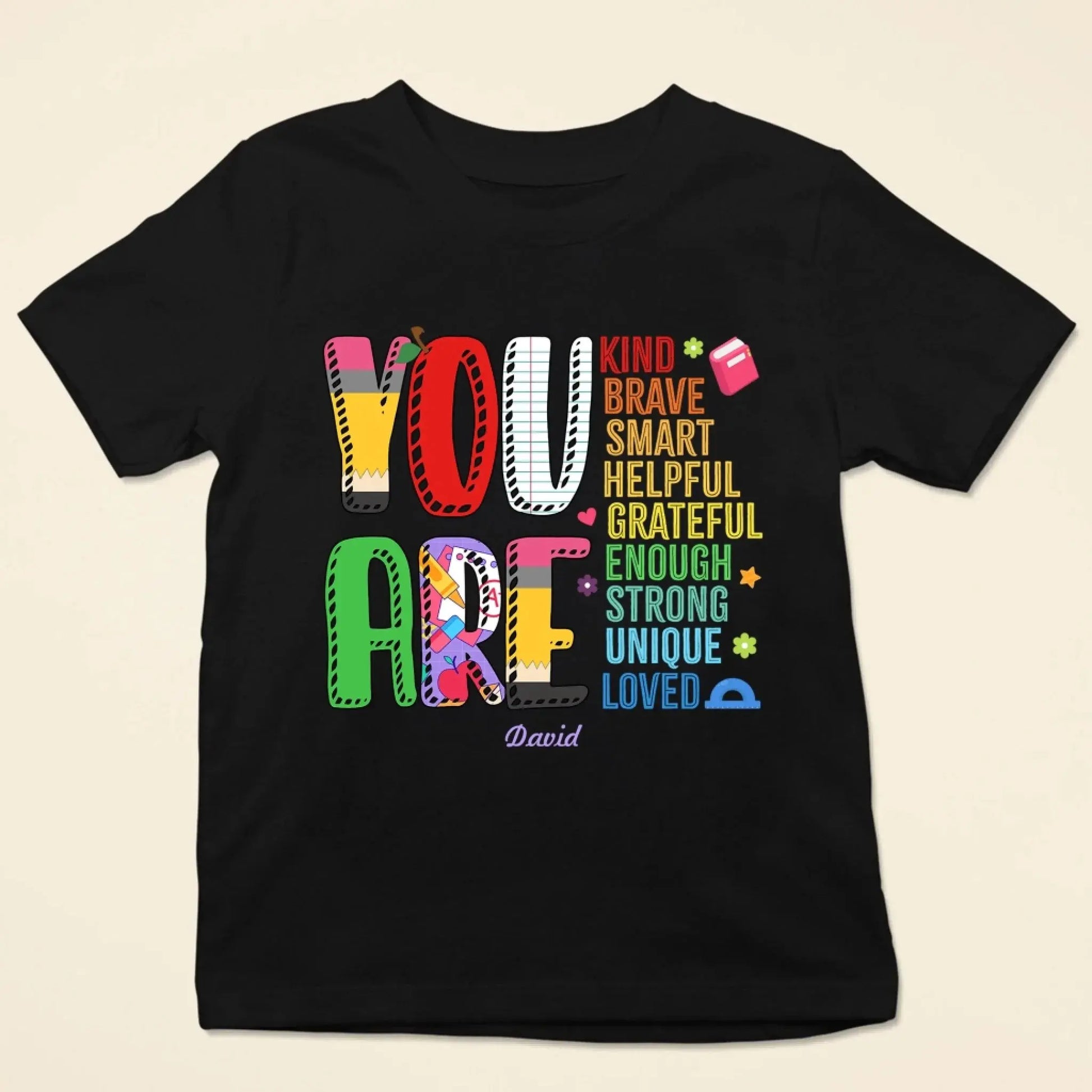 Personalized Back to School Kids Shirt – You Are Loved Youth T-Shirt with Name – First Day of School Gift for Students, Son, Daughter  Ezcustomize